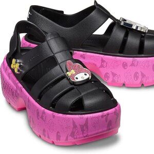 CROCS Black and Pink Platform Sandals